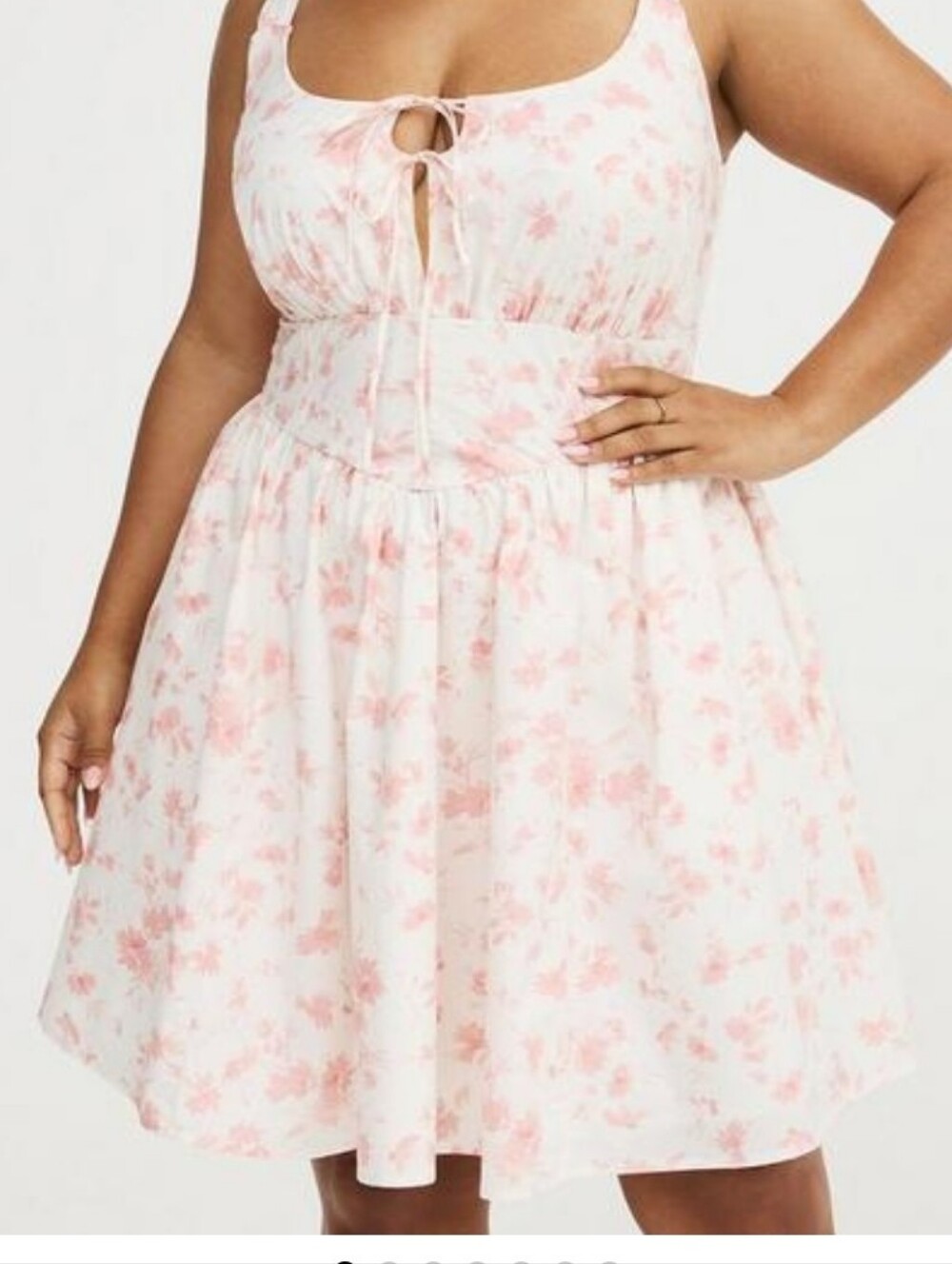 Torrid Size 22 Corset Detail Adjustable Strap Mini Dress White With Pink Floral - Picture 10 of 10